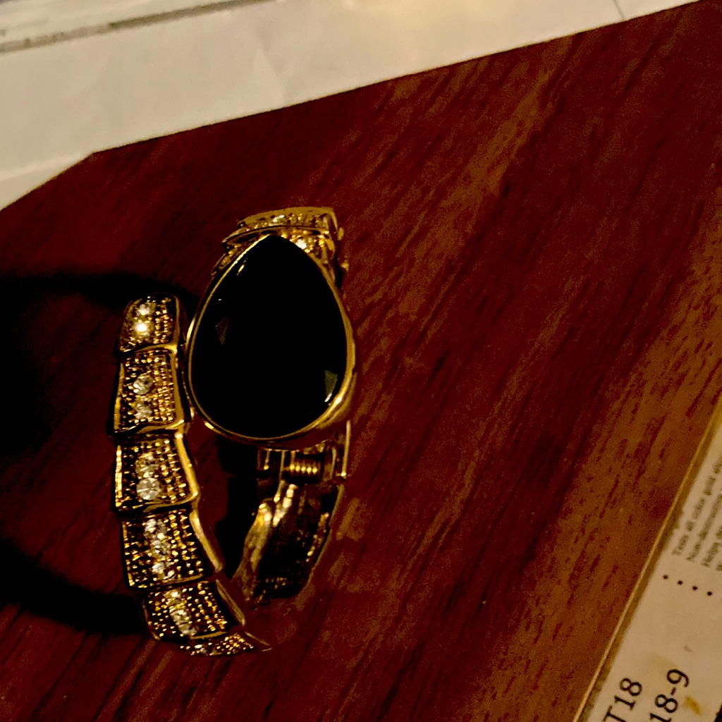 Gold And Diamond Bracelet From The 50s Nice Stone Dark Red